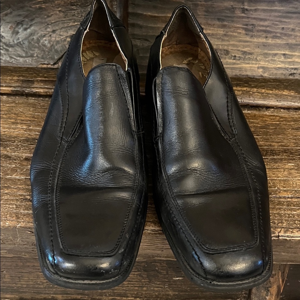 Joseph Abboud Black Leather Men's Slip-On Loafers